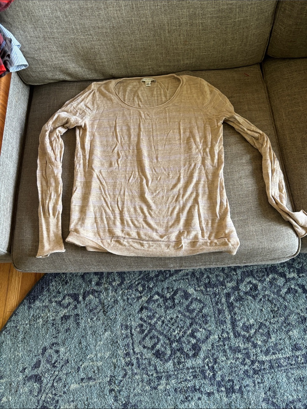 Banana Republic Light Tan Scoop Neck Long-Sleeve Top